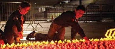 Raising awareness: Scouts in Trafalgar Square take part in an event for WWF Earth Hour