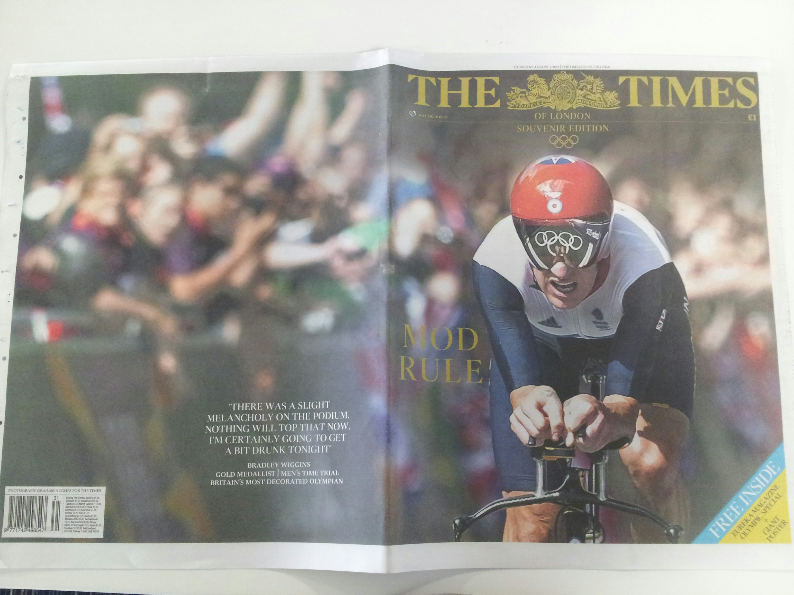 Bradley Wiggins Times commemorative cover
