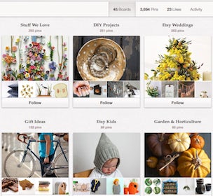 Etsy draws traffic from Pinterest