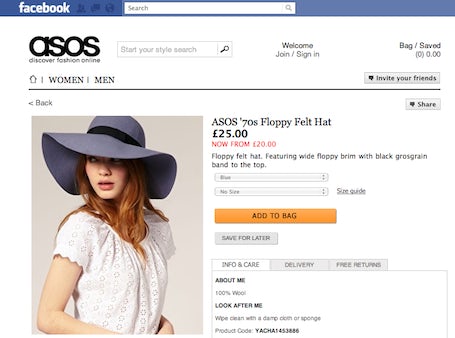 Asos Facebook Store