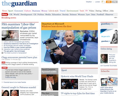 Guardiian Front Page