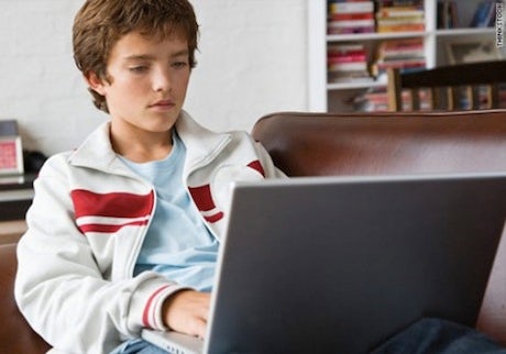 Teenager on computer
