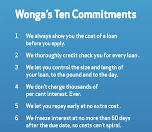 Wonga Ten Commitments