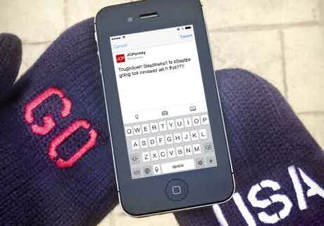 JC Penney tweeting with mittens