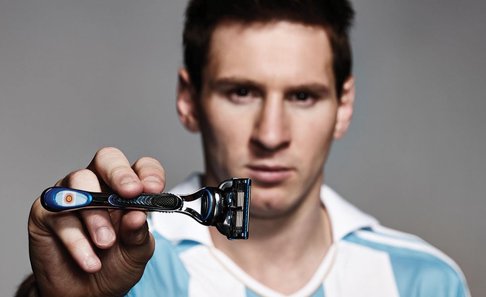Gillette’s new campaign features Messi, while Coke is using US pop star David Correy