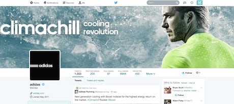 Adidas's Twitter profile 