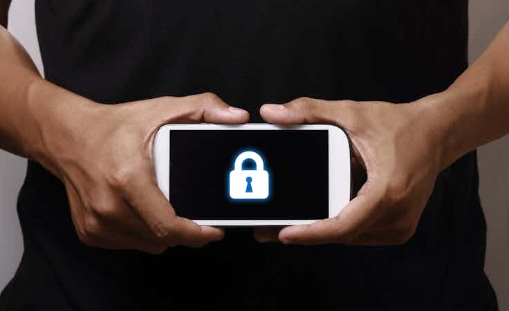 Mobile research under threat padlocked phone