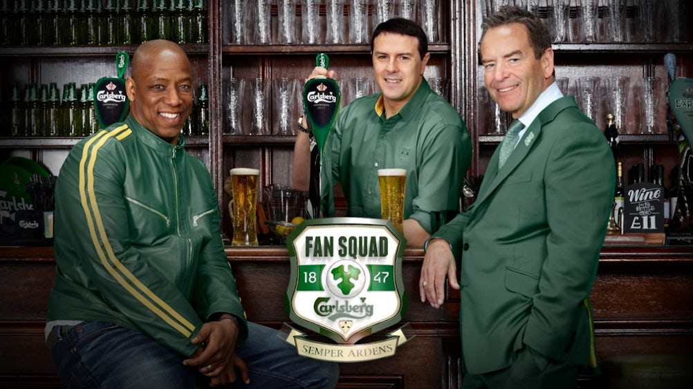 Carlsberg said its football campaign, backed by an Wright, Paddy McGuinness, Jeff Stelling (above) boosted sales. 
