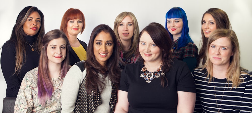 Second from right, Hayley Carr (londonbeautyqueen.com) poses with Tesco's health and beauty experts, who will all be on hand to advise consumers via video link