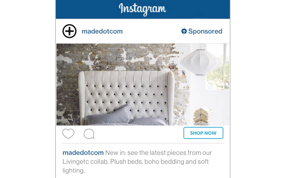 Instagram recently introduced direct response ads including actions such as 'shop now'