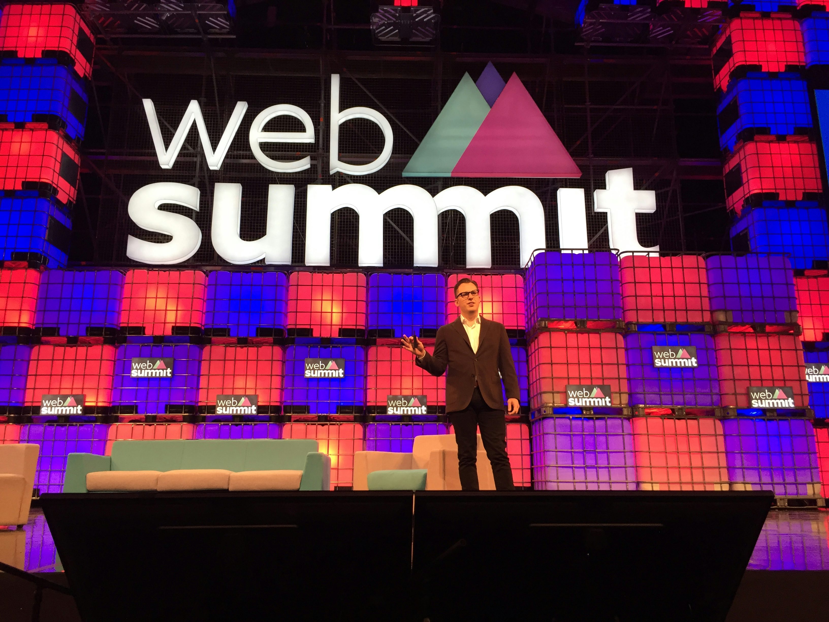 Instagram co-founder on stage at the Web Summit in Dublin