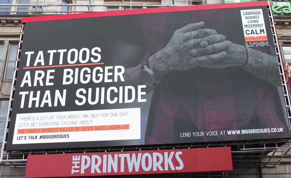 Lynx's latest campaign, aimed at raising awareness of male suicide.