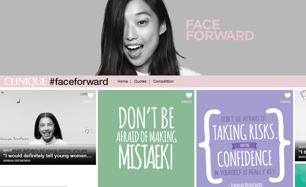 Beauty brand Clinique launched its #FaceForward campaign on Tumblr in a bid to appeal to millennials.