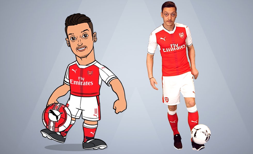 Arsenal player Mesut Özil with his avatar from the new Junior Gunners app