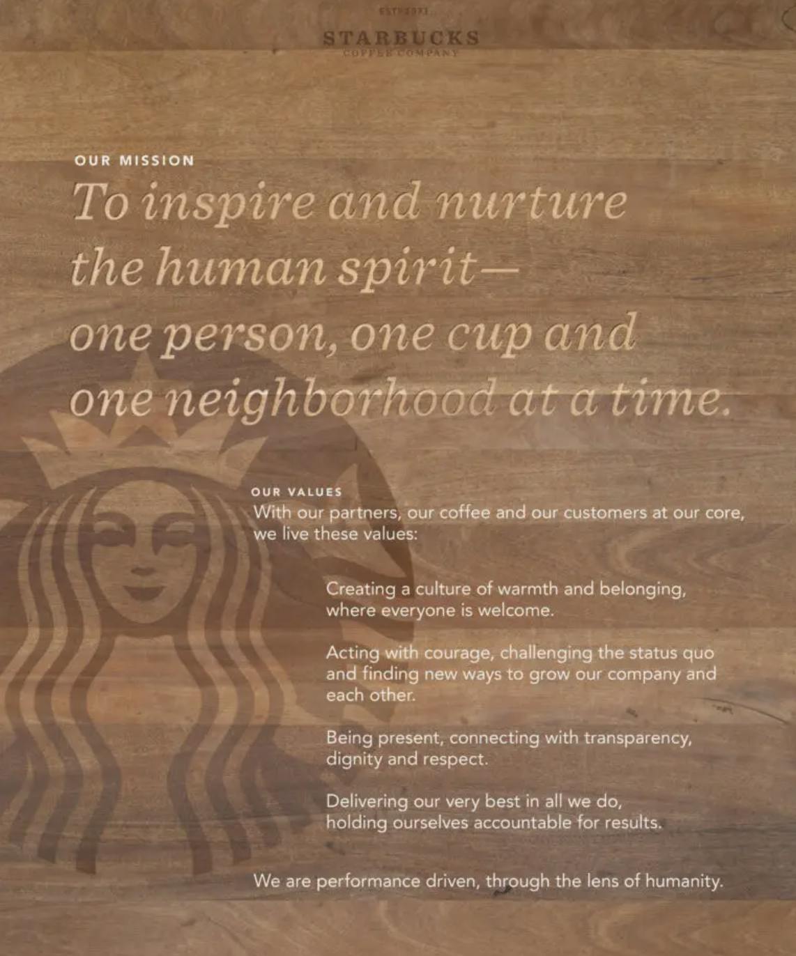 Starbucks mission 2014 