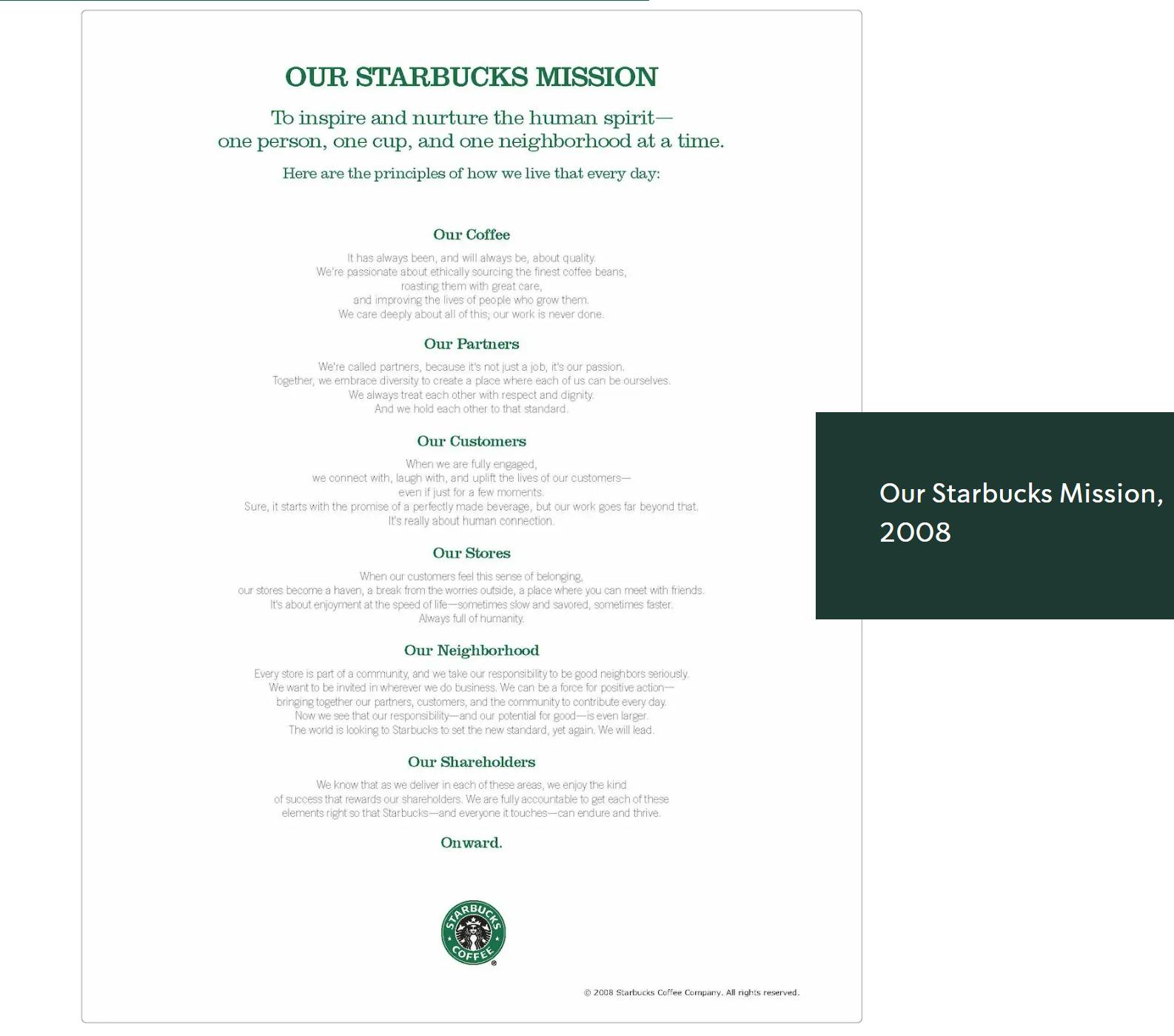 Starbucks Mission 2008